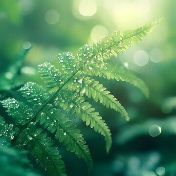 fern leaf with water drops