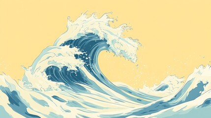 Majestic Ocean Wave Art Pastel Colors Abstract Design