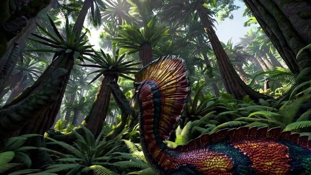 Dilophosaurus dinosaur in the wilderness