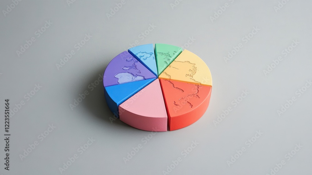 Poster colorful pie chart showing global market segmentation