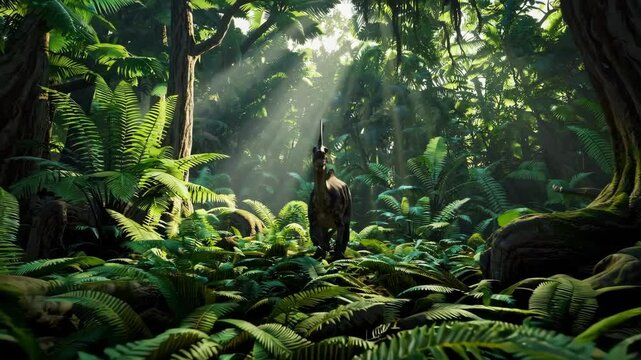 Dilophosaurus dinosaur in the wilderness