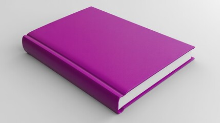 A Closed Purple Book Lies on a White Surface