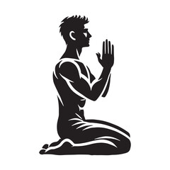 Calm and serene praying person silhouette for graphic use - praying person silhouette - praying person vector - praying person illustration - praying silhouette - praying vector
