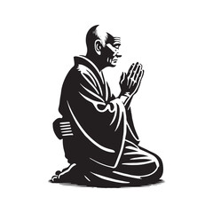 Silhouette of a praying person in a peaceful pose - praying person silhouette - praying person vector - praying person illustration - praying silhouette - praying vector
