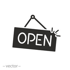 flat icon of tag open on the door board, vector illustration