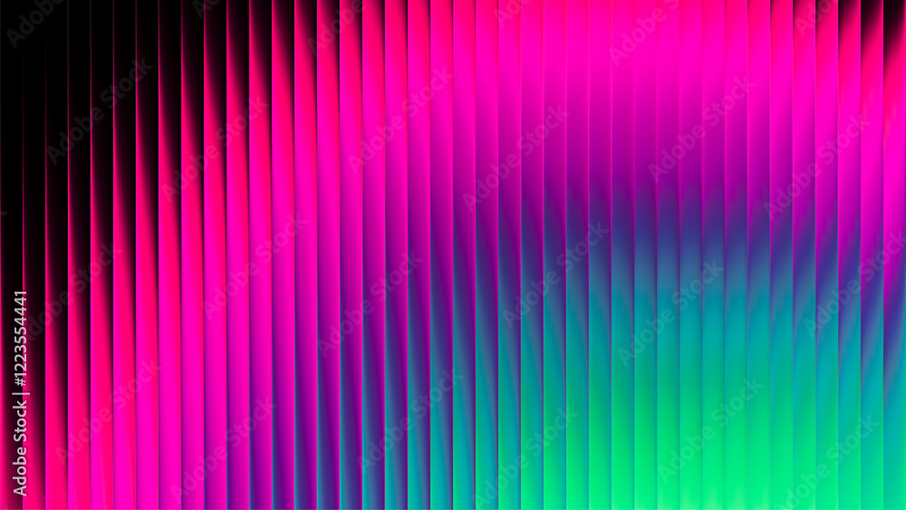 Poster vibrant gradient pattern with vertical glowing neon lines blending smooth and radiant colors. minima