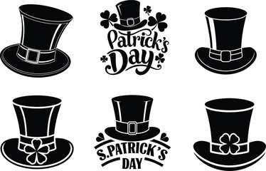 st Patrick top classic hat silhouette vector art