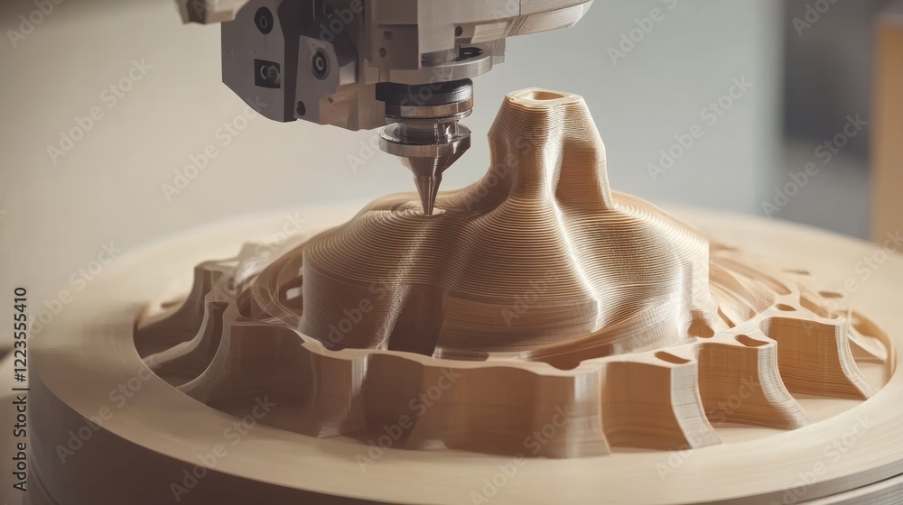 Poster cnc machine precisely carving intricate wooden design