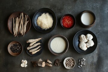 Ginseng chicken soup components of Samgyetang