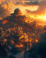 Obraz premium ancient greek city architecture fantasy photo