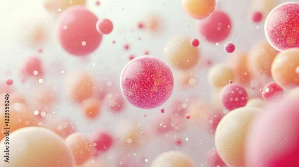 Aufkleber abstract pink and peach spheres floating in space