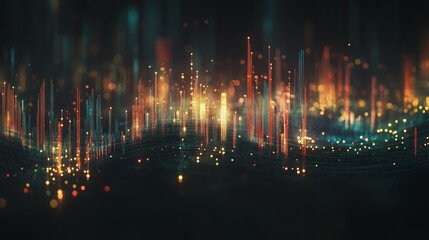 Fototapeta premium Abstract black background with Colorful charts and graphs with statistics to innovative analyze business potential and forecast future development of companies growth.