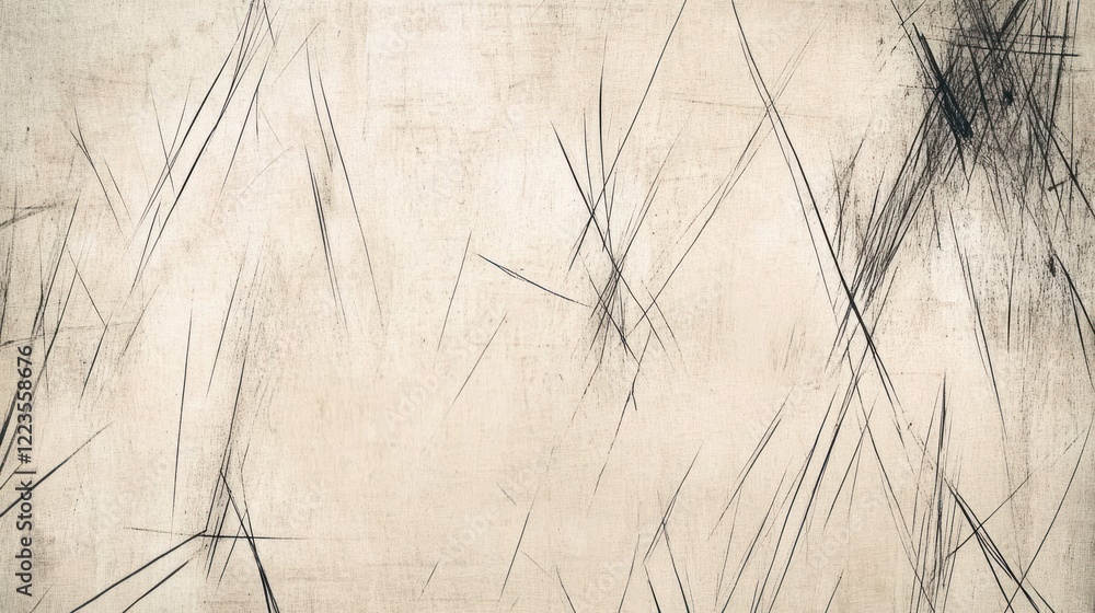 Poster abstract beige canvas with scratched lines