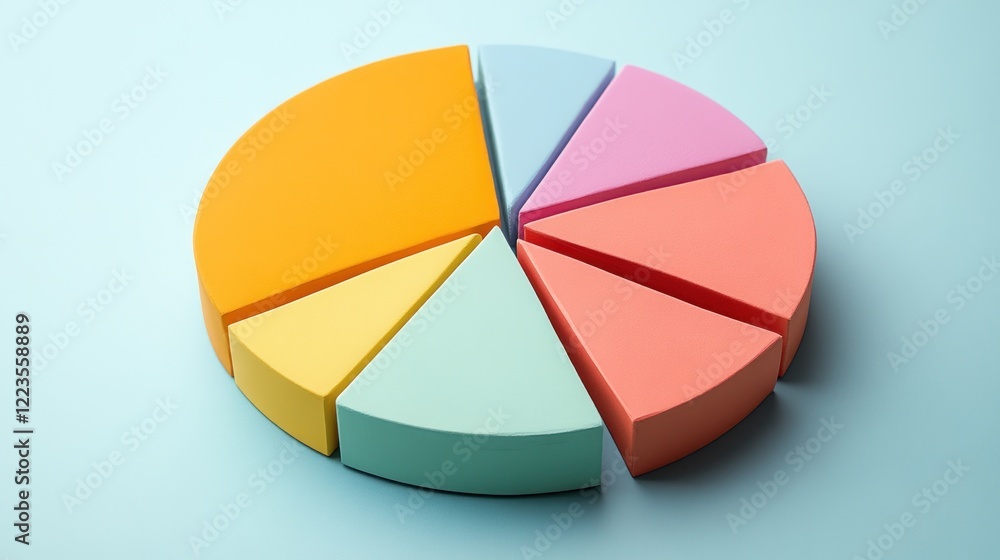 Poster Colorful segmented circle chart represents data visually