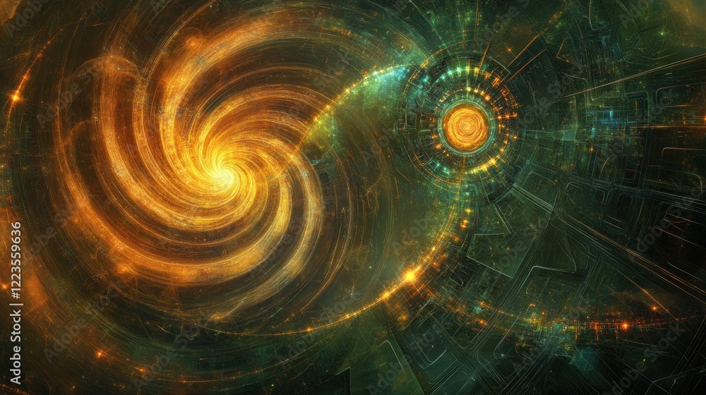 Poster abstract swirling vortex and futuristic technological design