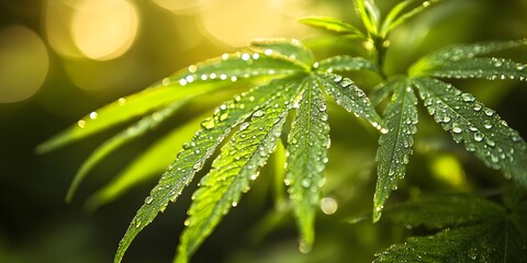 green leaf with water drops
