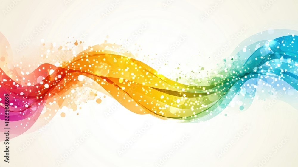 Aufkleber colorful abstract waves with sparkling lights design