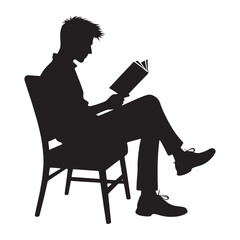 Silhouette of a person reading for visual artwork - reading person silhouette - reading person vector - reading person illustration - reading silhouette - reading vector
