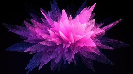 Violet Waves and High Pink Bursts: A Modern Geometric Design with Futuristic Shadows on a Dark Background