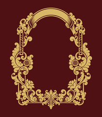 vintage ornament floral frame gold