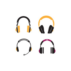Vector headphones icon. Music device. Contemporary Flat Style. sound music illustration -  dj equipment.