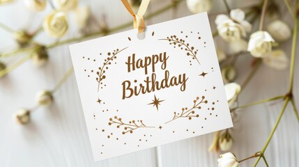 Celebrating milestones birthday wishes home setting greeting card floral environment close-up view joyful concept