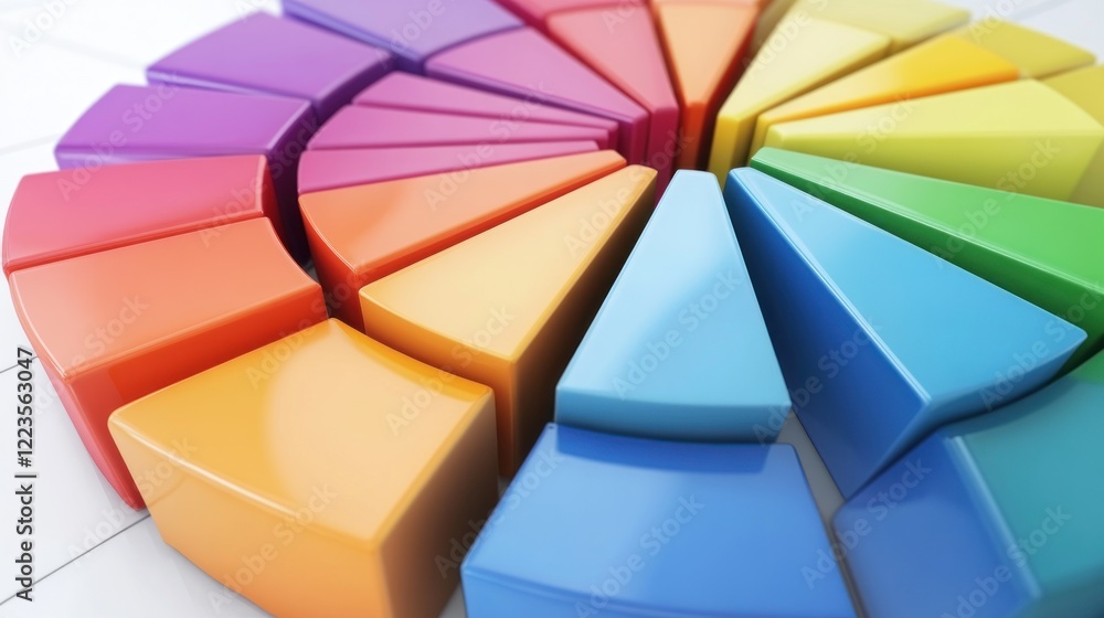 Poster Colorful three dimensional pie chart segments display data