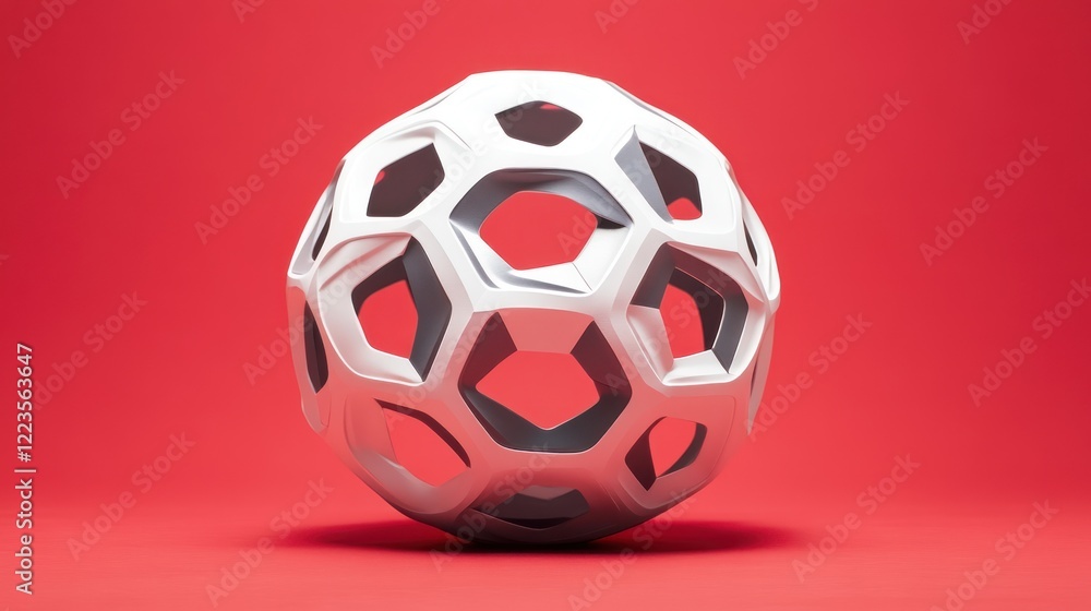 Poster abstract white geometric egg shape on red background