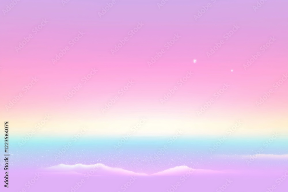 Poster a soft pastel gradient sky fading into a glowing horizon