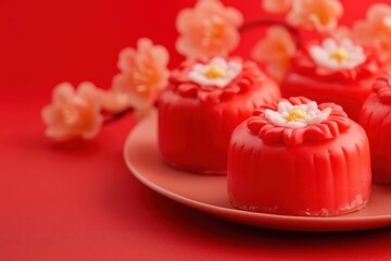 Imlek festive cakes include Nian Gao Fa Gao Kue Ku and Wajik Red theme Chinese character is