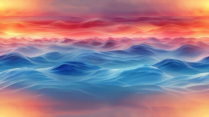 Obraz premium Colorful Gradient Waves Create a Serene Atmosphere of Calm From Cool Blues to Warm Oranges