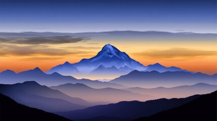 Majestic Mountain Range at Sunset Landscape