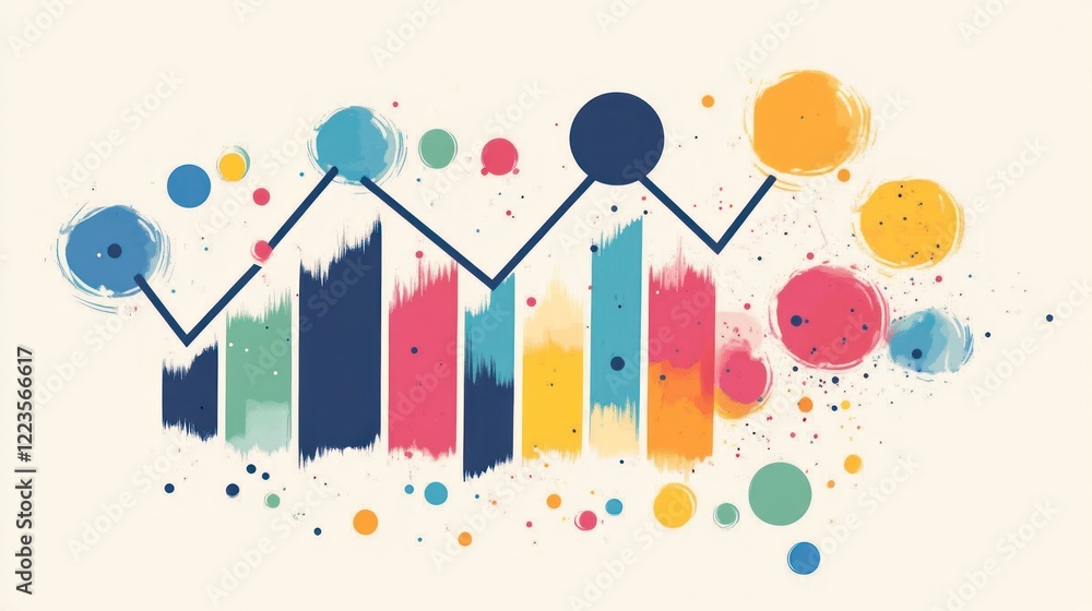 Poster abstract colorful bar graph showing growth trend