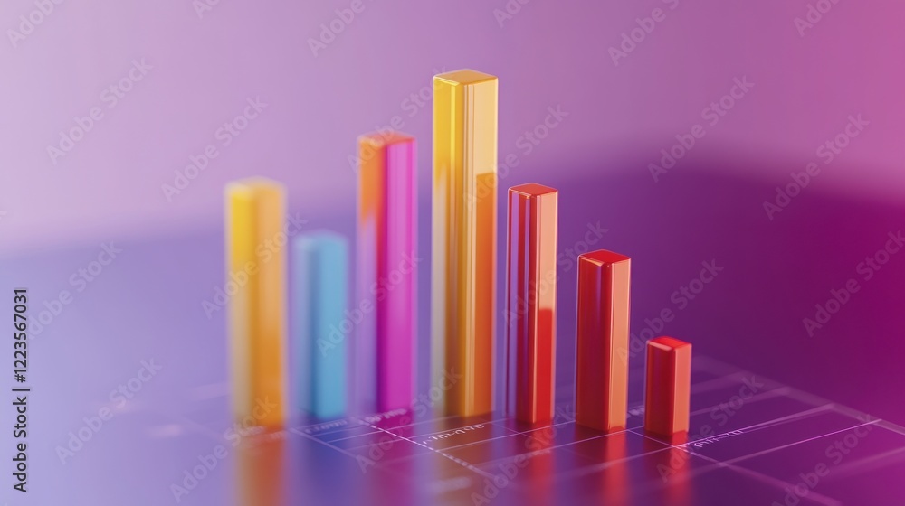 Poster Colorful Three Dimensional Bar Graph Showing Data Trends