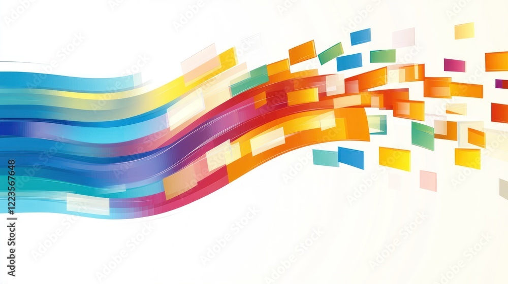 Poster Abstract Colorful Waves with Geometric Blocks Design