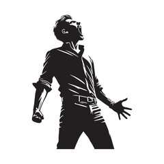 Shouting figure silhouette for impactful art creation - shouting person silhouette - shouting person vector - shouting person illustration
