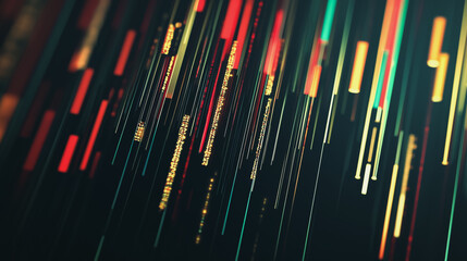 Abstract black background with Colorful charts and graphs with statistics to innovative analyze business potential and forecast future development of companies growth.