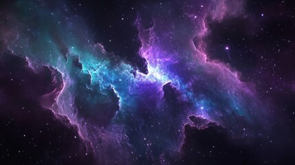 Obraz premium Cosmic Nebula: Purple and Teal Galactic Cloudscape