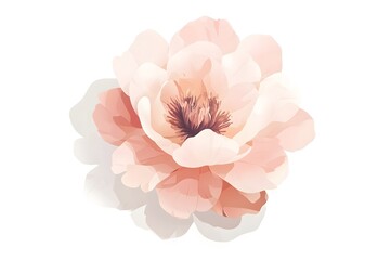 Elegant Peony Flower: Minimalist Flat Design.