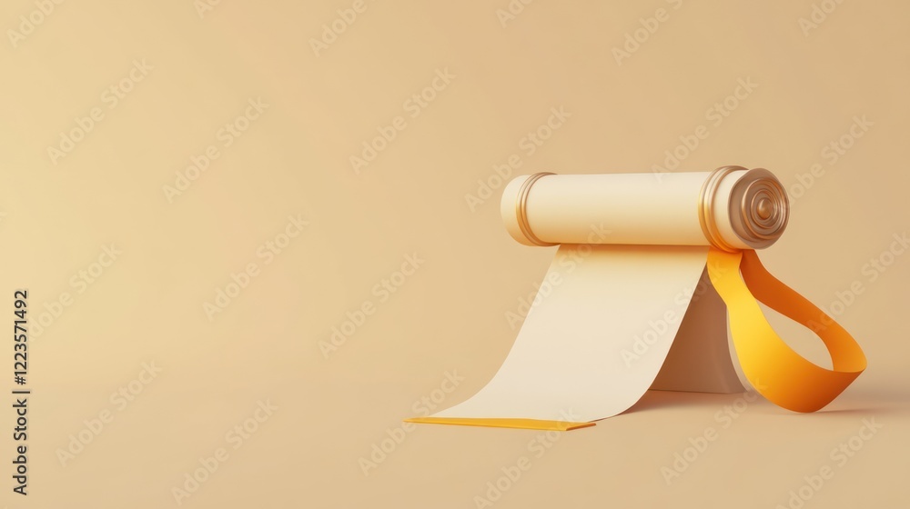 Poster elegant gold scroll unfurling on beige background