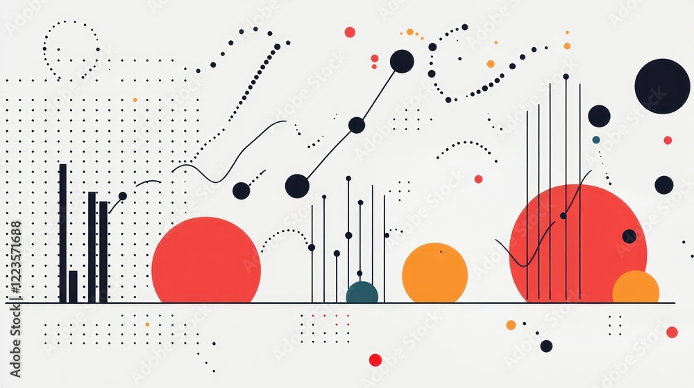 Poster Abstract Geometric Design Featuring Circles Lines and Dots