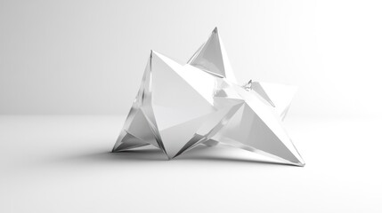 Abstract Glass Sculpture White Geometric Design