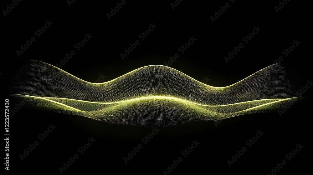 Poster abstract yellow wave particle flow design