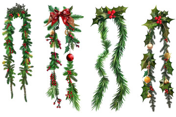 Festive garlands adorned with vibrant holly and baubles create a cheerful atmosphere for the...