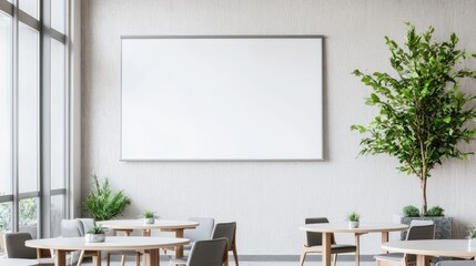 Blank billboard in modern cafe interior