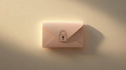 Envelope with a lock symbol on a beige background.