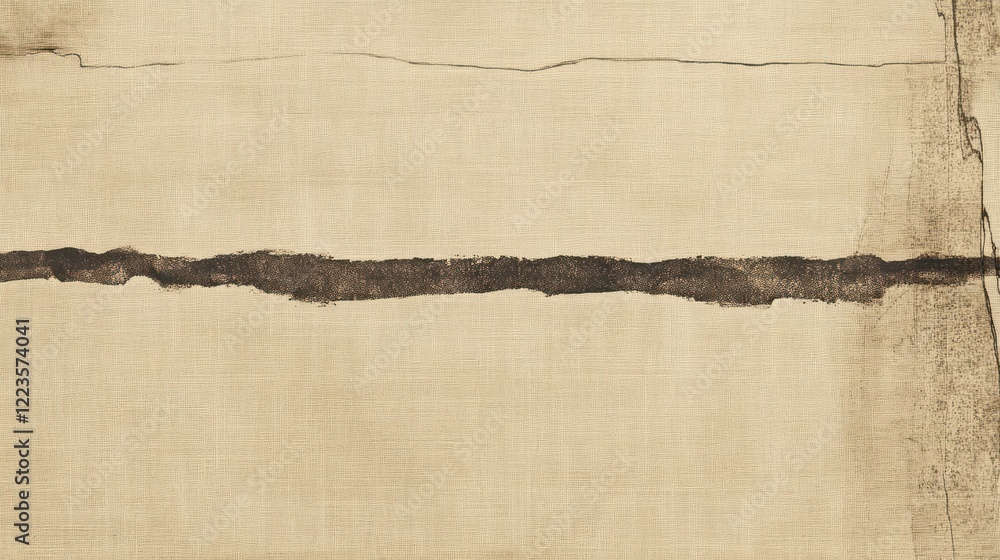 Poster Abstract Beige Canvas Texture With Dark Horizontal Lines