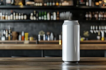 Mockup of a large tall aluminum can for beer or soda in white