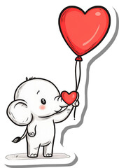 Adorable Baby Elephant Holding Heart Shaped Balloon