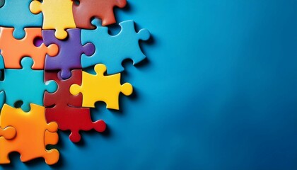 Obraz premium jigsaw puzzle on blue background 